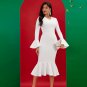 Ruffle Trim Mermaid Hem Midi Bandage Dress