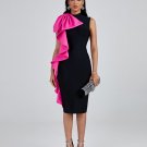 Bowknot Ruffle Midi Bandage Dress