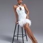 Halter Feather Trim Bandage Mini Dress