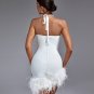 Halter Feather Trim Bandage Mini Dress