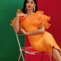 Mesh Fluffy Sleeve Midi Bandage Dress