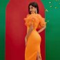 Mesh Fluffy Sleeve Midi Bandage Dress