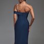 One Shoulder Pearl Chain Midi Bandage Dress