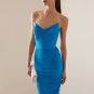Strapless Sleeveless Wrinkled Midi Bandage Dress