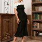 Skew Collar Short Sleeve Splicing Midi Bandage Dress