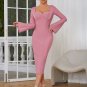 Square Collar Midi Horn Cuffs Bandage Dress