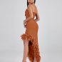 Strapless Feather Trim Bandage Long Dress