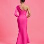 Asymmetric Mesh-Sleeves Maxi Bandage Dress