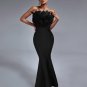 Strapless Feather Maxi Bandage Dress