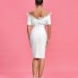 Off Shoulder Feather Trim Bandage Dress
