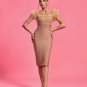 Chiffon Ruched Neck Midi Bandage Dress