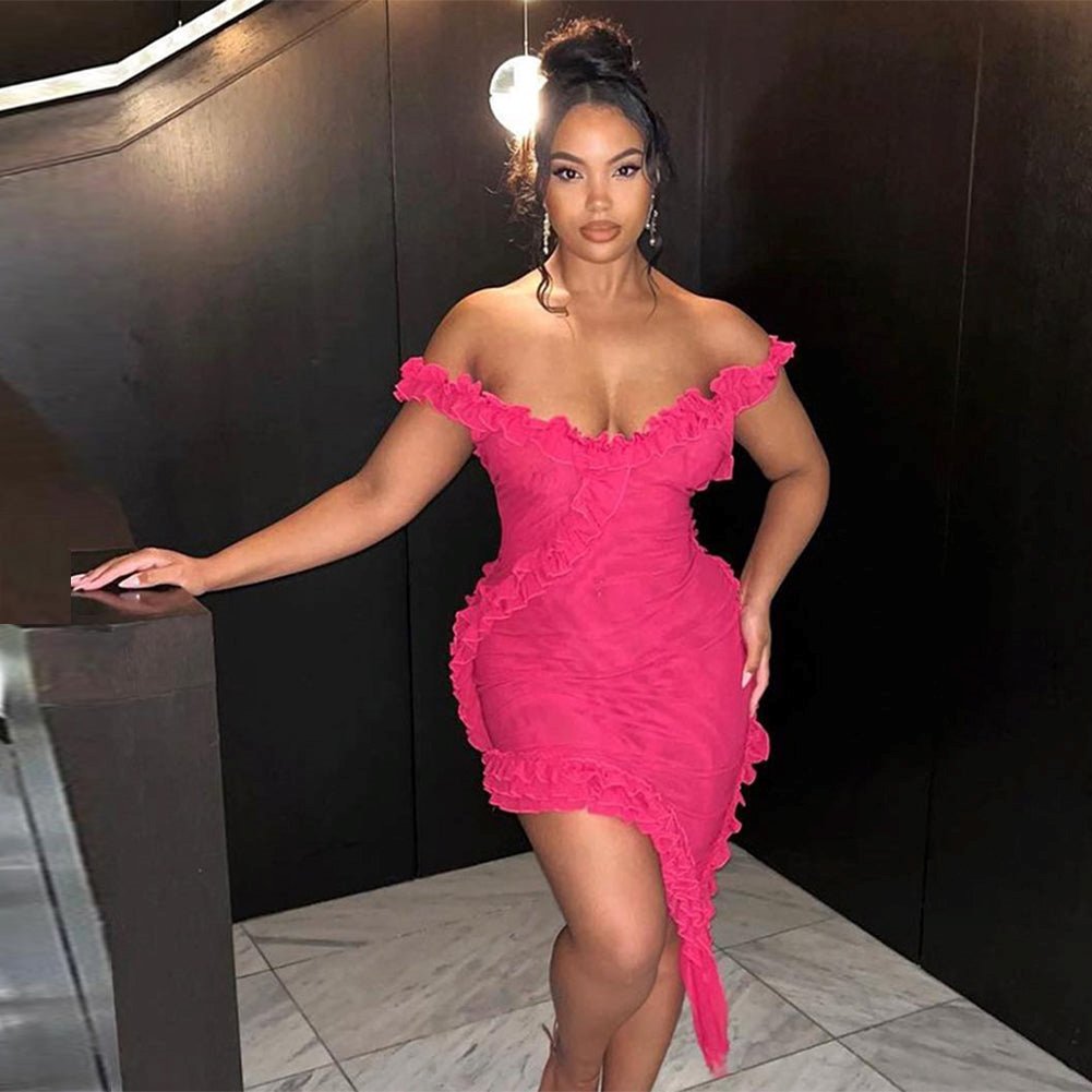 Strappy Sleeveless Ruffle Mini Bandage Dress