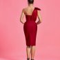 One Shoulder With Bow Midi Bandage Dress