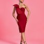 One Shoulder With Bow Midi Bandage Dress