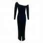 Long Sleeve Flower Midi Bandage Dress