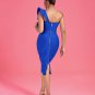 One Shoulder Ruffle Midi Bandage Dress