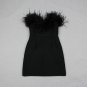 Strapless Sleeveless Feather Mini Bandage Dress