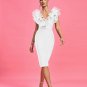 V-neck Ruffle Trim Midi Bandage Dress