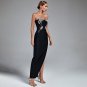 Crystal Embellished Flower Bra Maxi Bandage Dress