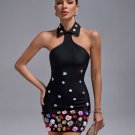 Open Back Colorful Floral Mini Bandage Dress