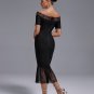 Off Shoulder Bandage Midi Lace Dress