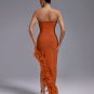 Strapless Feather Trim Bandage Long Dress