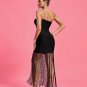 Rhinestone Fringe Trim Maxi Bandage Dress