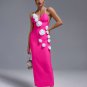 Pearl Strap White-Flowers Bandage Long Dress