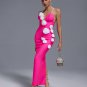 Pearl Strap White-Flowers Bandage Long Dress