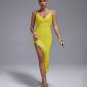Strappy Puffy Chiffon Trim Midi Bandage Dress