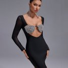 Mesh-sleeve Crystal Bustier Bandage Dress