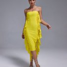 Strapless Fringe Midi Bandage Dress