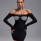 Off Shoulder Crystal-Bra Bandage Dress