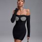 Off Shoulder Crystal-Bra Bandage Dress