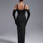 Sparkly Rose High Slit Bandage Dress With Gloves