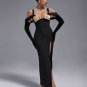 Sparkly Rose High Slit Bandage Dress With Gloves