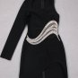 Asymmetric Diamonds Mesh Bandage Mini Dress