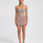 Strapless Mesh Crystals Corset Mini Dress