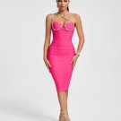 One Shoulder Crystal Chain Bandage Dress