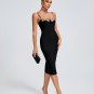 Floral Applique Strap Midi Bandage Dress