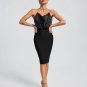 Strapless Leaves Corset Midi Bandage Dress