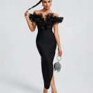 Off Shoulder Gauze Trim Bandage Dress