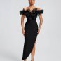 Off Shoulder Gauze Trim Bandage Dress