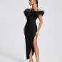 Off Shoulder Gauze Trim Bandage Dress