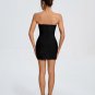 White Striped Strapless Mini Bandage Dress