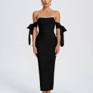 Rhinestone Trim Bowknot-Sleeve Bandage Dress