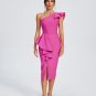 One Shoulder Ruffle Cocktail Bandage Dress