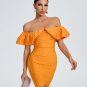 Off Shoulder Ruffle Mini Bandage Dress