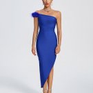 Off Shoulder Feather Trim Bandage Dress