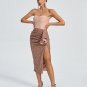 Strapless Sequin Draped Midi Dress